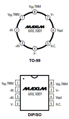 MXL1001CJ8 Datasheet PDF Maxim Integrated