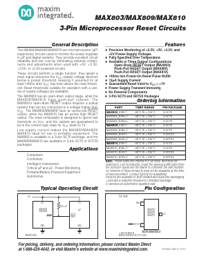 MAX809J Datasheet PDF Maxim Integrated