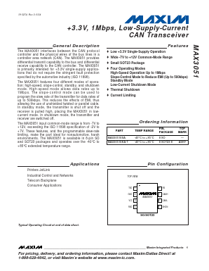 MAX3051 Datasheet PDF Maxim Integrated