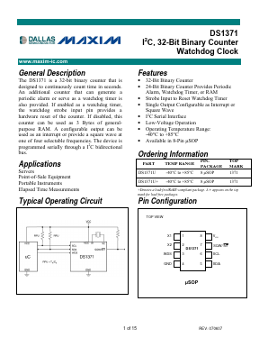DS1371U+ Datasheet PDF Maxim Integrated