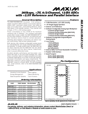 MAX1265 Datasheet PDF Maxim Integrated