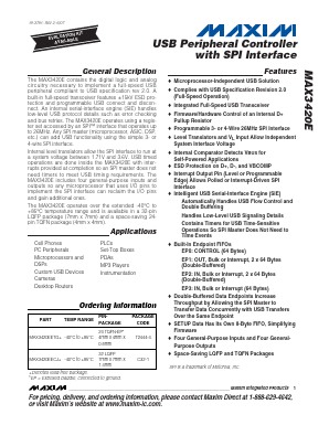 MAX3420EECJ+ Datasheet PDF Maxim Integrated