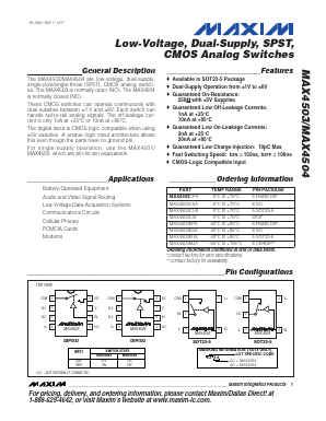 MAX4503 Datasheet PDF Maxim Integrated