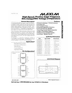 MAX905 Datasheet PDF Maxim Integrated