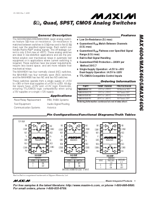 MAX4606CSE Datasheet PDF Maxim Integrated