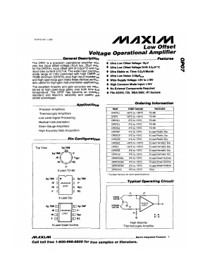 OP07J Datasheet PDF Maxim Integrated