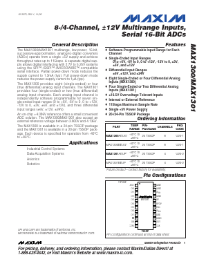 MAX1301 Datasheet PDF Maxim Integrated