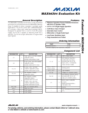MAX98304EVKIT+ Datasheet PDF Maxim Integrated