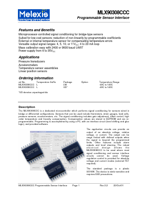 MLX90308CCC Datasheet PDF Melexis Microelectronic Systems 