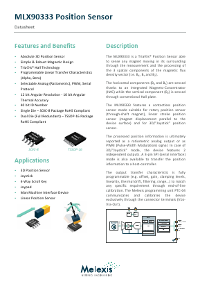 MLX90333LDC-BCT-000-RE Datasheet PDF Melexis Microelectronic Systems 