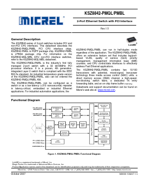 KSZ8842-PMQL Datasheet PDF Micrel