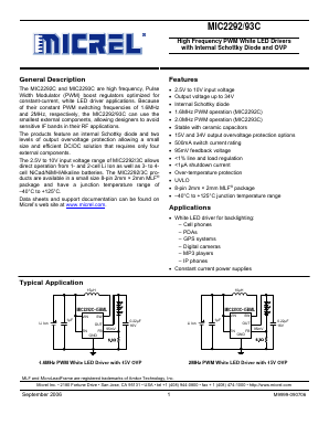MIC2292C Datasheet PDF Micrel
