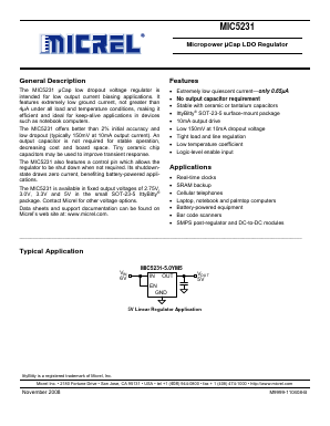 MIC5231-3.3BM5 Datasheet PDF Micrel
