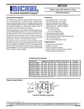 MIC5256-2.8BM5 Datasheet PDF Micrel