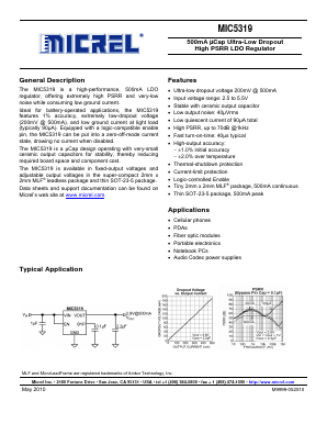 MIC5319-2.8BML Datasheet PDF Micrel