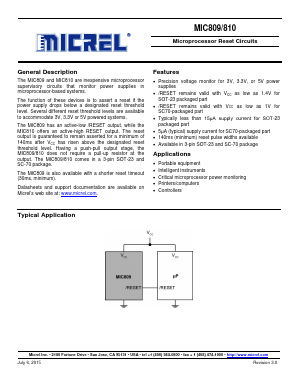 MIC809T Datasheet PDF Micrel