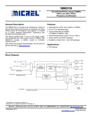 SM802109 Datasheet PDF Micrel