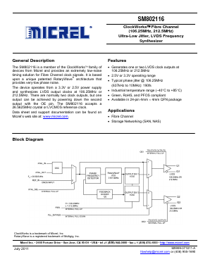 SM802116 Datasheet PDF Micrel