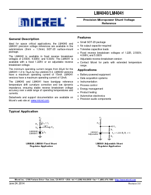 LM4041CYM3-1.2 Datasheet PDF Micrel