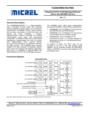 KSZ8895FMQ Datasheet PDF Micrel