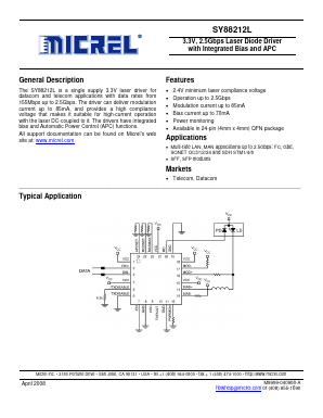 SY88212MGTR Datasheet PDF Micrel