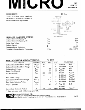 CL5822 Datasheet PDF Micro Electronics