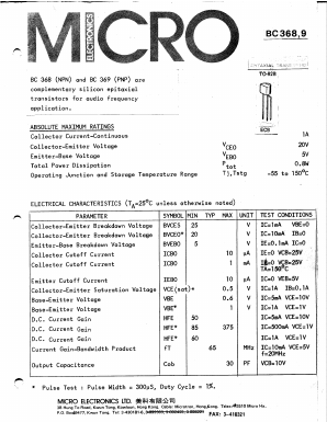 BC368 Datasheet PDF Micro Electronics