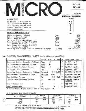 BC446 Datasheet PDF Micro Electronics