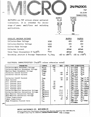 2N2905 Datasheet PDF Micro Electronics