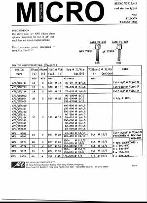 2N2712 Datasheet PDF Micro Electronics