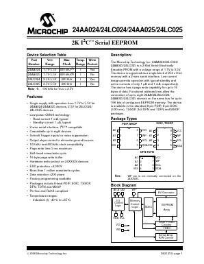 24AA024T Datasheet PDF Microchip Technology