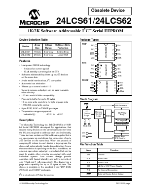 24LCS61 Datasheet PDF Microchip Technology