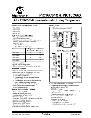 PIC16C661-20I/P Datasheet PDF Microchip Technology