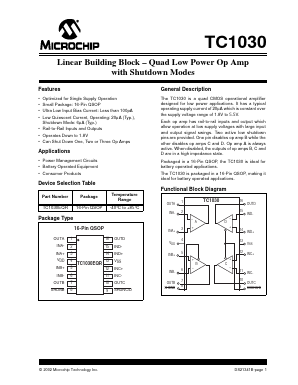 TC1030 Datasheet PDF Microchip Technology