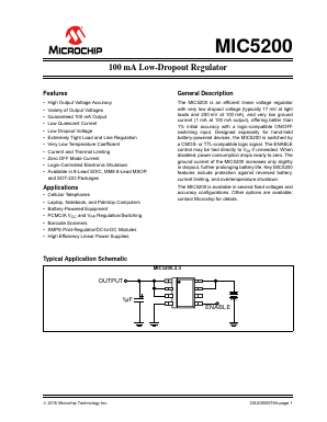 MIC5200-3.3YMM-TR Datasheet PDF Microchip Technology