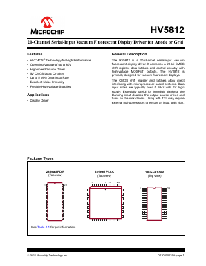 HV5812WG-G-M904 Datasheet PDF Microchip Technology