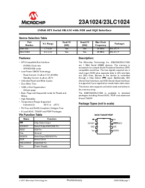 23LC1024T-I/SN Datasheet PDF Microchip Technology