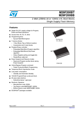 M29F200BB70M3 Datasheet PDF Micron Technology