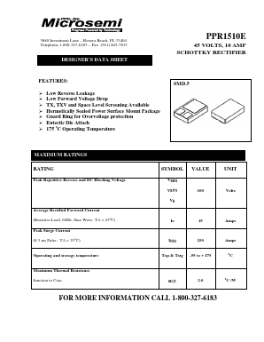 PPR1510E Datasheet PDF Microsemi Corporation