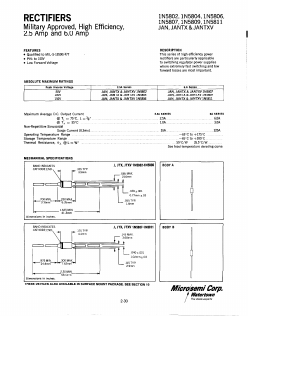 1N5809 Datasheet PDF Microsemi Corporation