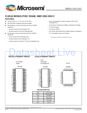 WMS512K8 Datasheet PDF Microsemi Corporation
