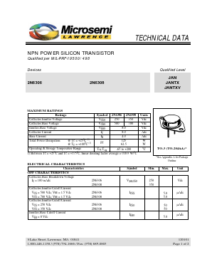 2N6306 Datasheet PDF Microsemi Corporation