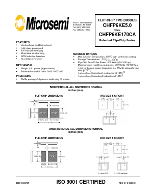 CHFP6KE26 Datasheet PDF Microsemi Corporation