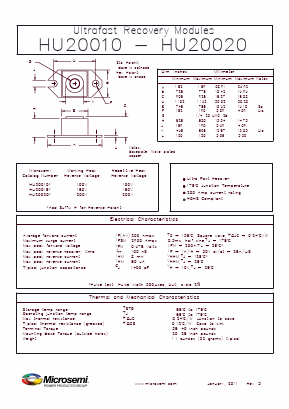 HU20010 Datasheet PDF Microsemi Corporation