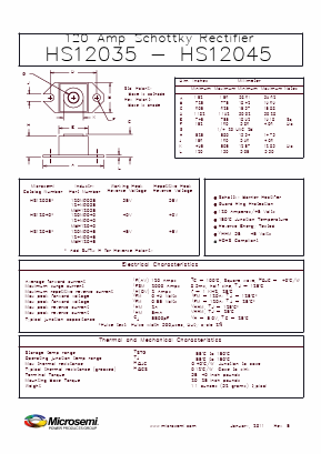 MBR12045 Datasheet PDF Microsemi Corporation