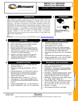 SMBG5945E3/TR13 Datasheet PDF Microsemi Corporation