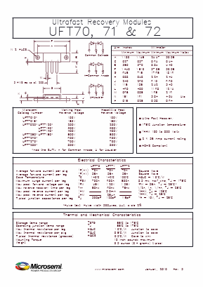 UFT70 Datasheet PDF Microsemi Corporation