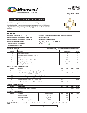 VRF141 Datasheet PDF Microsemi Corporation