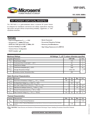 VRF154FL Datasheet PDF Microsemi Corporation