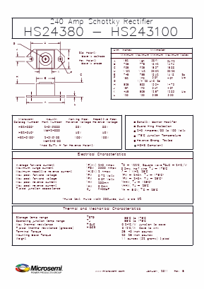 MBR240100 Datasheet PDF Microsemi Corporation